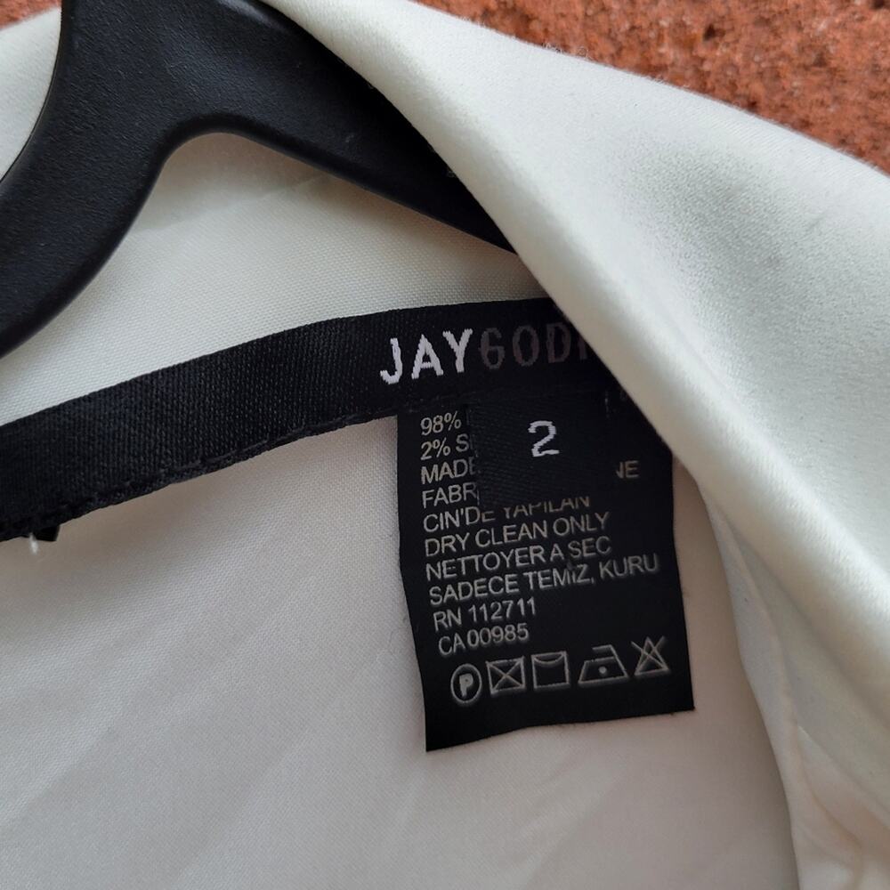 Jay Godfrey Roland V-Neck Long-Sleeve Tuxedo Jumpsuit Light Ivory size 2 - Picture 5 of 5